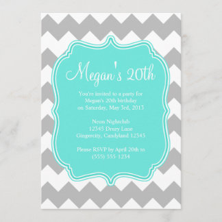 Blue Quatrefolie Zickzack Geburtstag Einladung