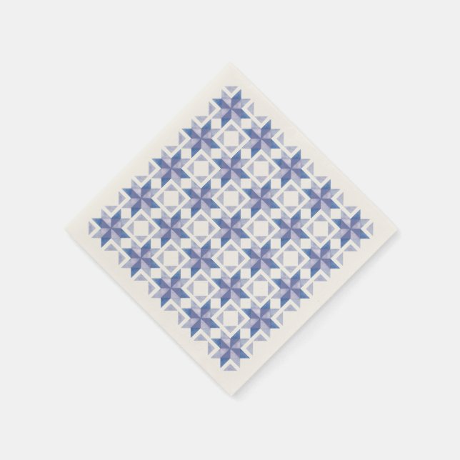 Blue Quilt Block Paper Napkin Serviette (Ecke)