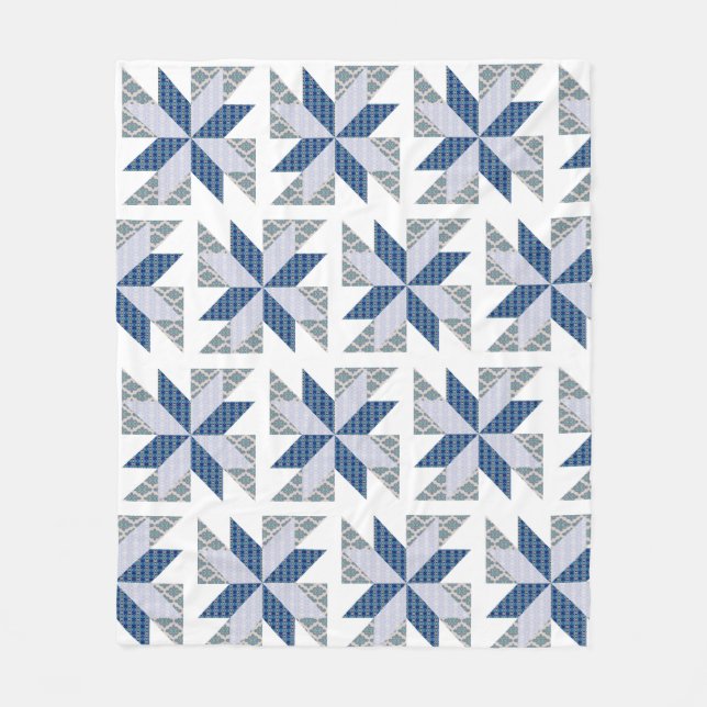 Blue Quilt Style Throw Fleecedecke (Vorderseite)