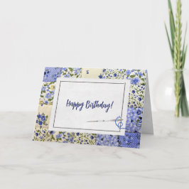 Blue Quilt zum Geburtstag mit Nadel Card Karte