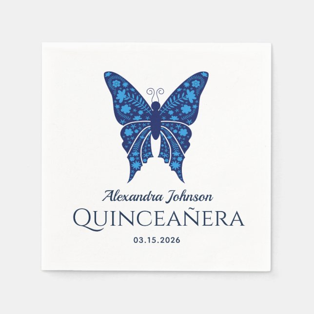 Blue Quinceanera Birthday Serviette (Vorderseite)