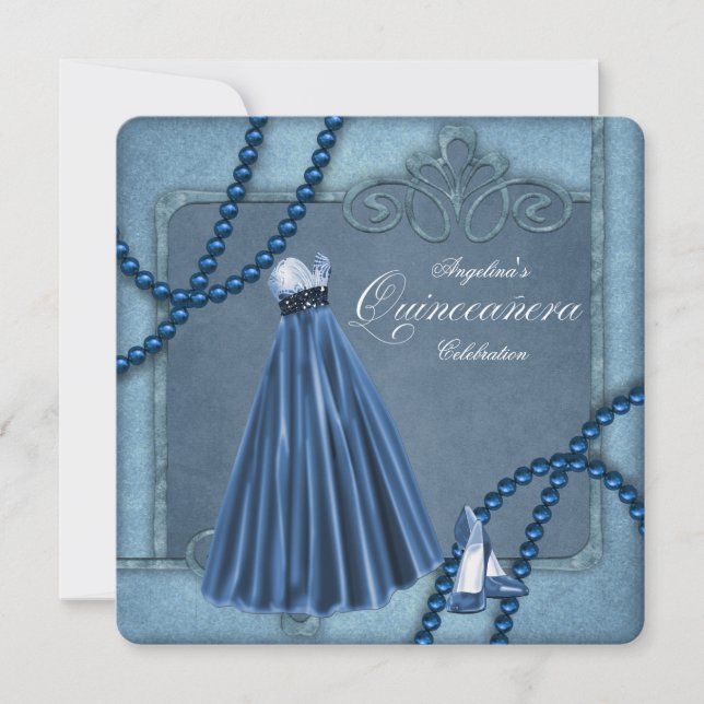 Blue Quinceanera Einladung (Vorderseite)