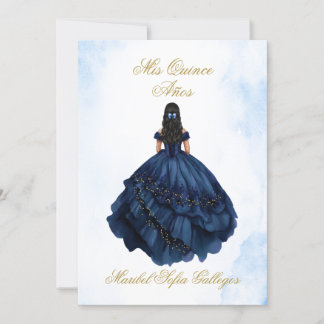 Blue Quinceanera Einladung auf Spanisch
