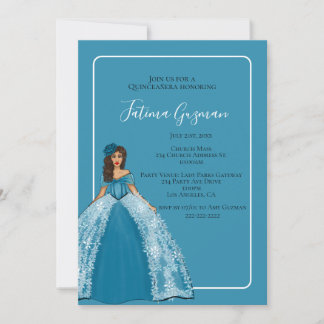 Blue Quinceañera mit Blume ruhig Einladung