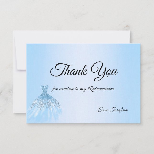 Blue Quinceanera Thank You Card Dankeskarte (Vorderseite)