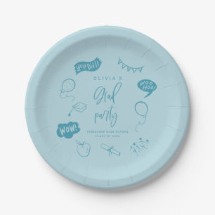 Blue Quirky Grad Icons Graduation Party Pappteller