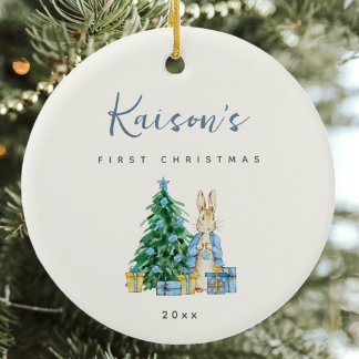 Blue Rabbit Babys Erste Weihnachtsfeier Keramik Or Ornament