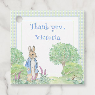 Blue Rabbit Gingham Vielen Dank Baby Dusche Geschenkanhänger