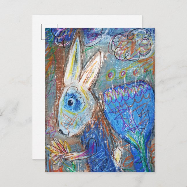 Blue Rabbit Postkarte (Vorne/Hinten)