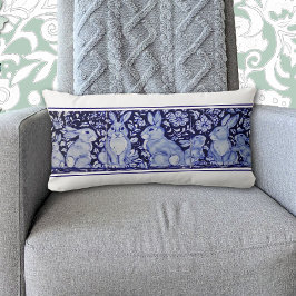 Blue Rabbit Woodland Bird Bunny Delft Dedham Lendenkissen