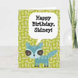 Blue Raccoon personalisiert Children's Birthday Ca Karte