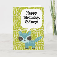 Blue Raccoon personalisiert Children's Birthday Ca