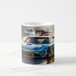 Blue Race Auto mit Sun Rising Kaffeetasse