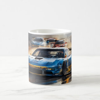 Blue Race Auto mit Sun Rising Kaffeetasse