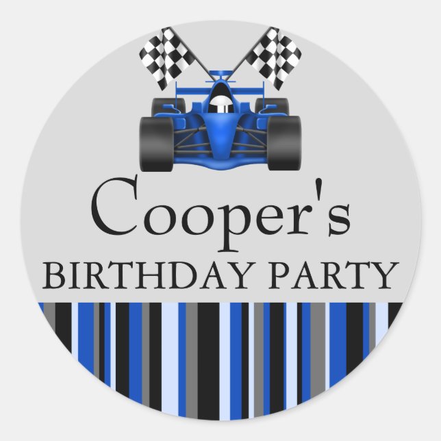 Blue Race Car Aufkleber (Vorderseite)