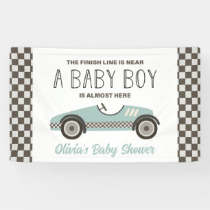 Blue Race Car Baby Dusche Banner