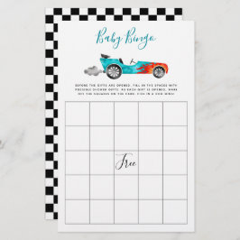 Blue Race Car Baby Dusche Bingo Spiel