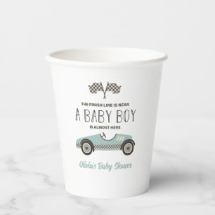 Blue Race Car Baby Dusche Pappbecher