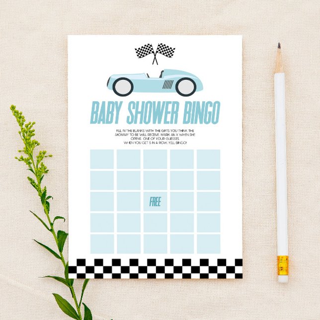 Blue Race Car Bingo Baby Showspiel (Von Creator hochgeladen)