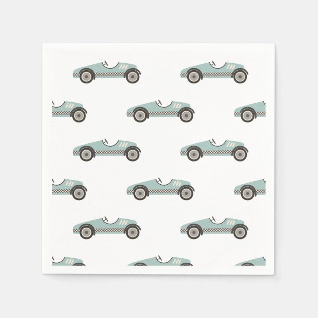 Blue Race Car Birthday Serviette (Vorderseite)