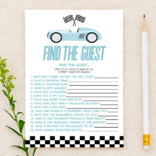 Blue Race Car Finden Sie das Baby Duschspiel