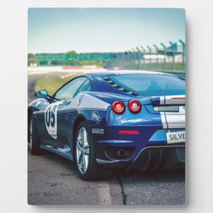 Blue Race Car Fotoplatte