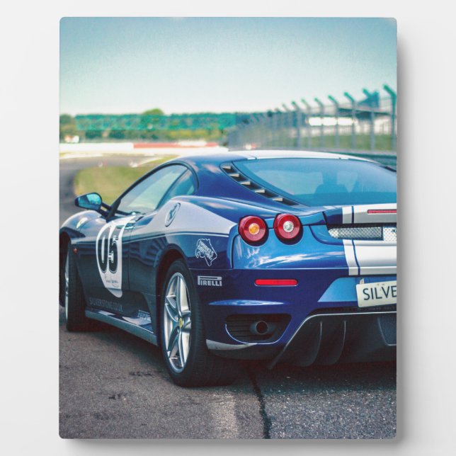 Blue Race Car Fotoplatte (Vorderseite)
