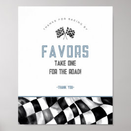 Blue Race Car Geburtstagsparty bevorzugt Signatur Poster