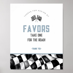 Blue Race Car Geburtstagsparty bevorzugt Signatur Poster