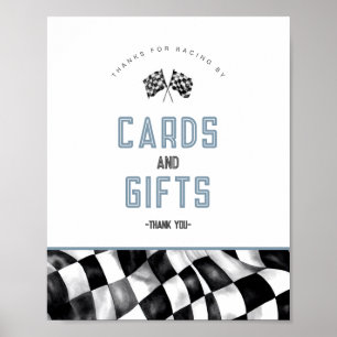 Blue Race Car Geburtstagsparty Cards und Geschenke Poster
