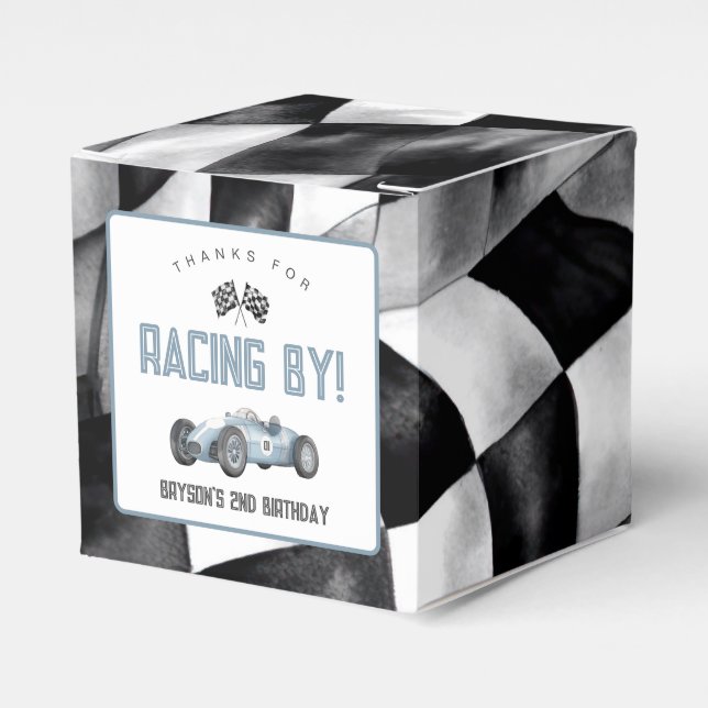 Blue Race Car Geburtstagsparty Geschenkschachtel (Vorderseite)