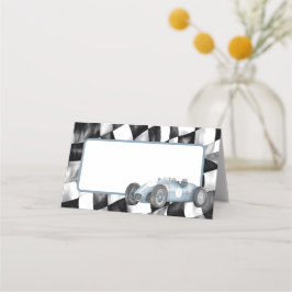 Blue Race Car Geburtstagsparty Platzkarte