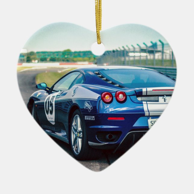 Blue Race Car Keramik Ornament (Vorne)