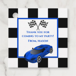 Blue Race Car | KINDERGEBURTSTAG PARTY Geschenkanhänger