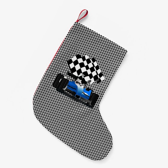 Blue Race Car Kleiner Weihnachtsstrumpf (Vorderansicht (hängend))