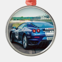 Blue Race Car Ornament Aus Metall