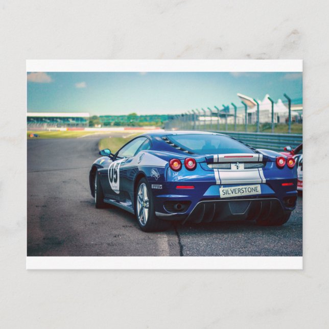 Blue Race Car Postkarte (Vorderseite)