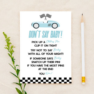 Blue Race Car Say Baby Shower Game nicht