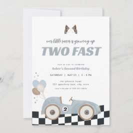 Blue Race Car Two Fast Second Birthday Invite  Einladung