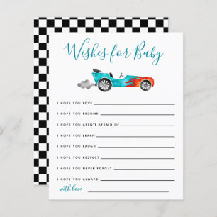 Blue Race Car wünscht Baby Card