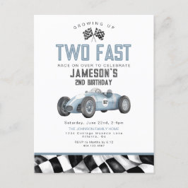 Blue Race Car Zwei Fast 2. Geburtstag Party laden Postkarte