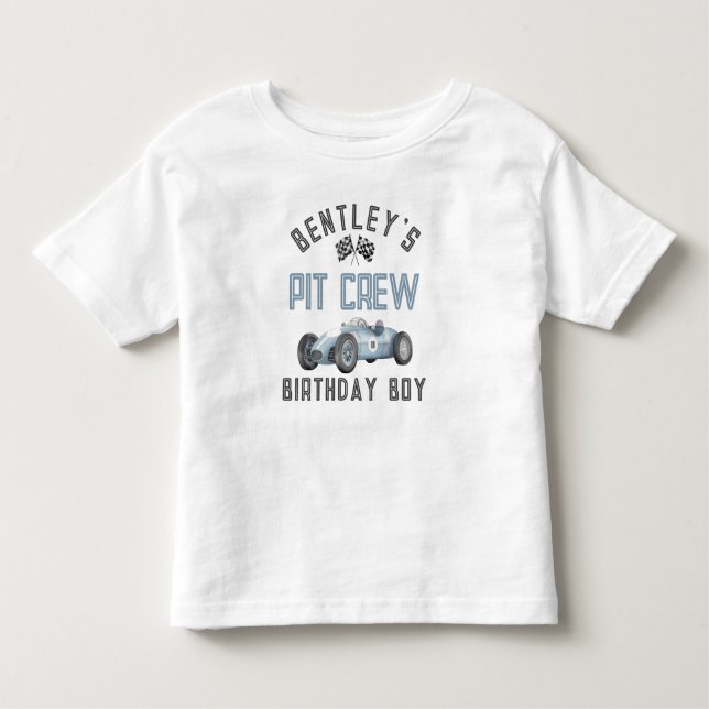 Blue Race Car Zwei Fast Birthday Boy Shirt (Vorderseite)