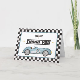 Blue Race Car Zwei Fast Boy Geburtstagsparty Dankeskarte