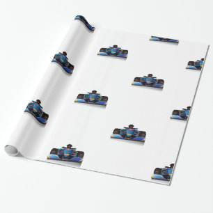 Blue Racing Car Geschenkpapier