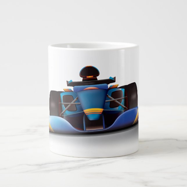 Blue Racing Car Jumbo-Tasse (Vorderseite)