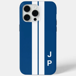 Blue Racing Car Stripes Minimale Initiale Monogram Case-Mate iPhone Hülle