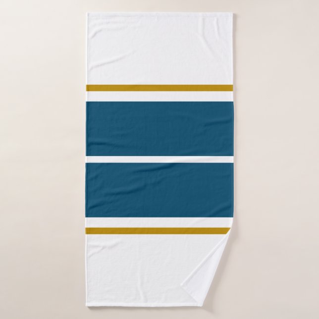 Blue Racing Stripes White Background Badehandtuch (Badehandtuch)