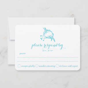Blue Radiance Hummingbird Kiss Wedding RSVP Karte