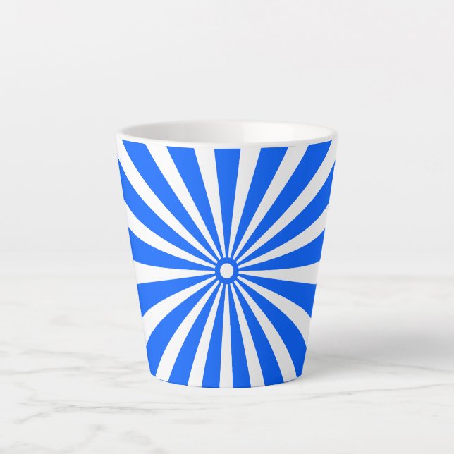 Blue Radiant Burst Mug – Bold Geometric Sunshine  Milchtasse (Vorderseite)