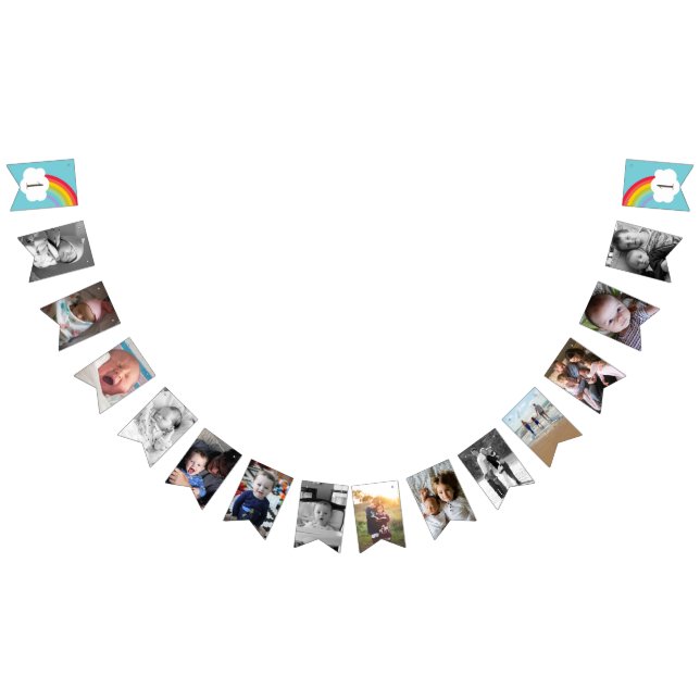 Blue Rainbow Baby 1. Geburtstag Foto Wimpelkette (Alle)